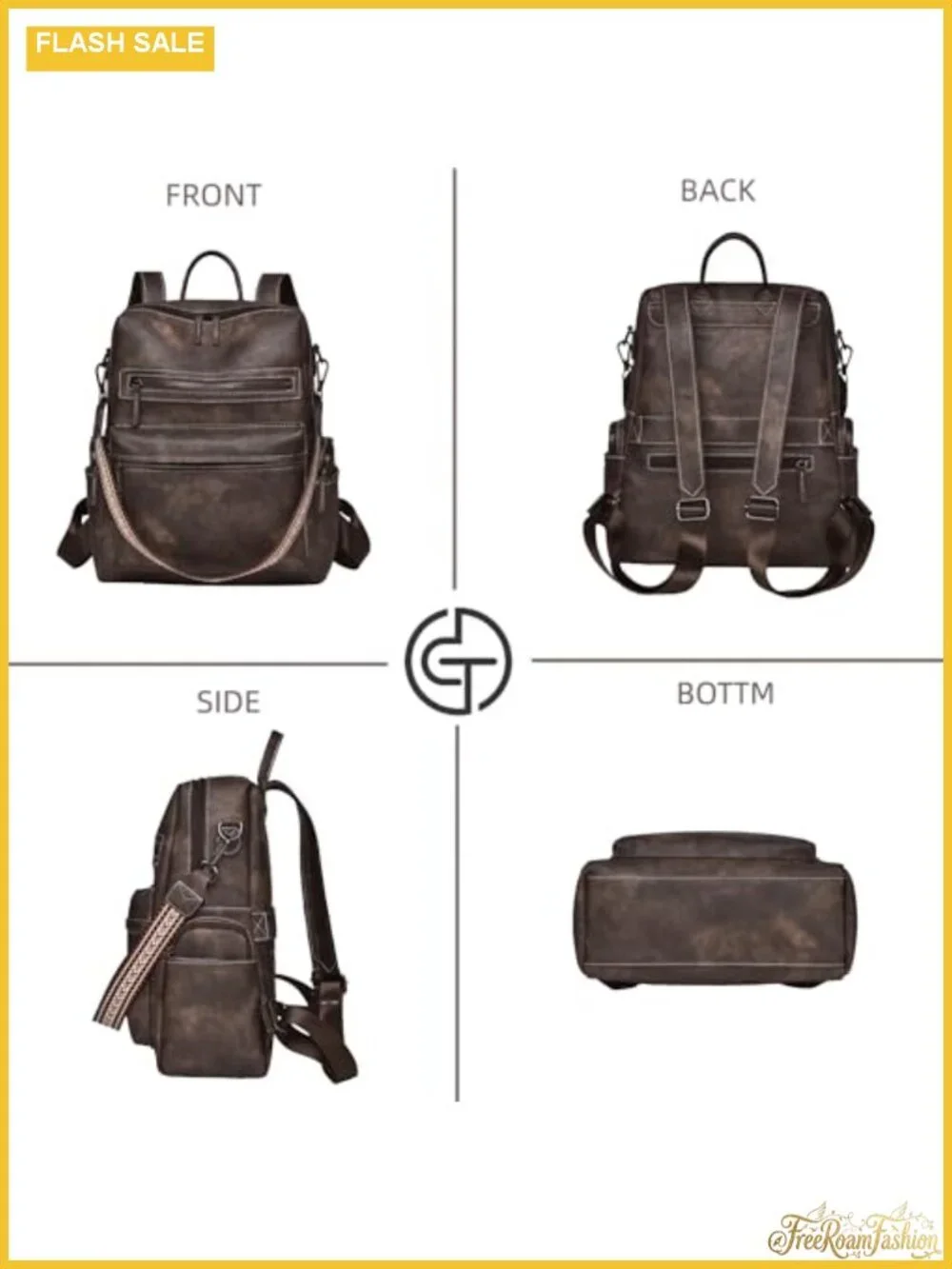 PU Leather Backpack Purse for Women, Convertible Shoulder Handbag Set